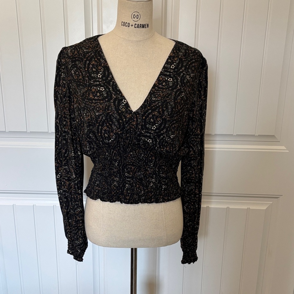 Gianni Bini Black Patterned Blouse